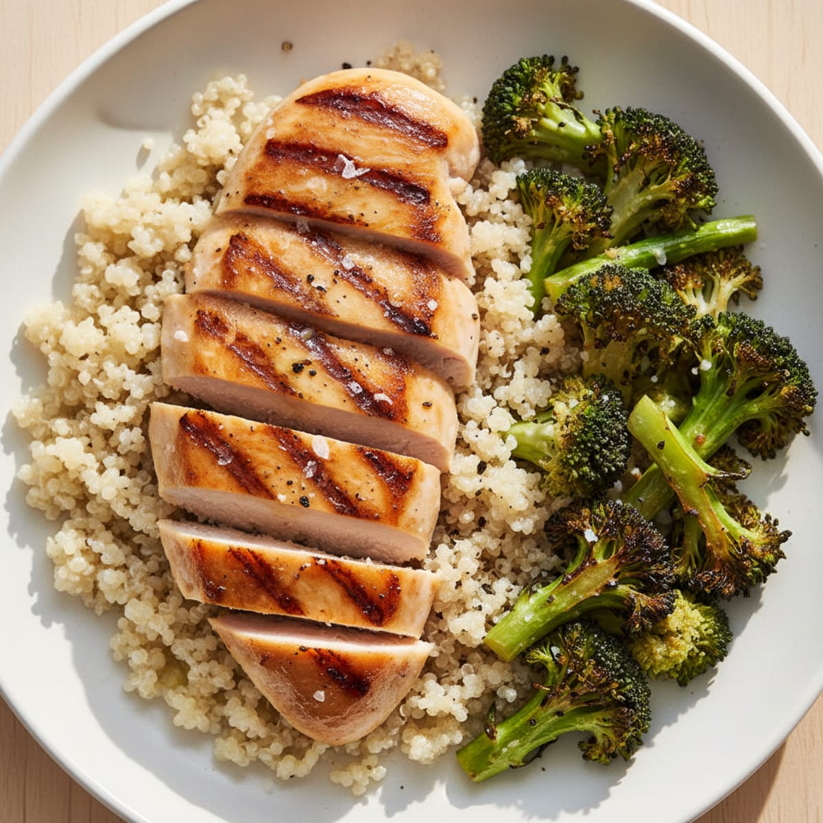 Grilled Chicken Breast with Roasted Broccoli and Quinoa