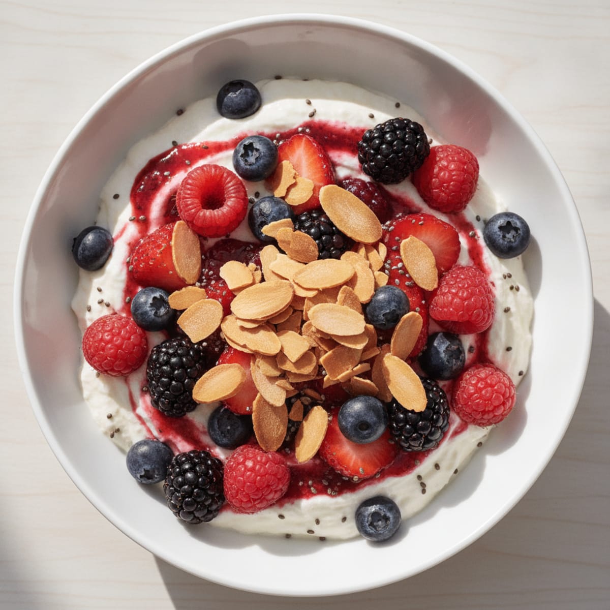 Greek Yogurt Protein Pudding with Mixed Berries