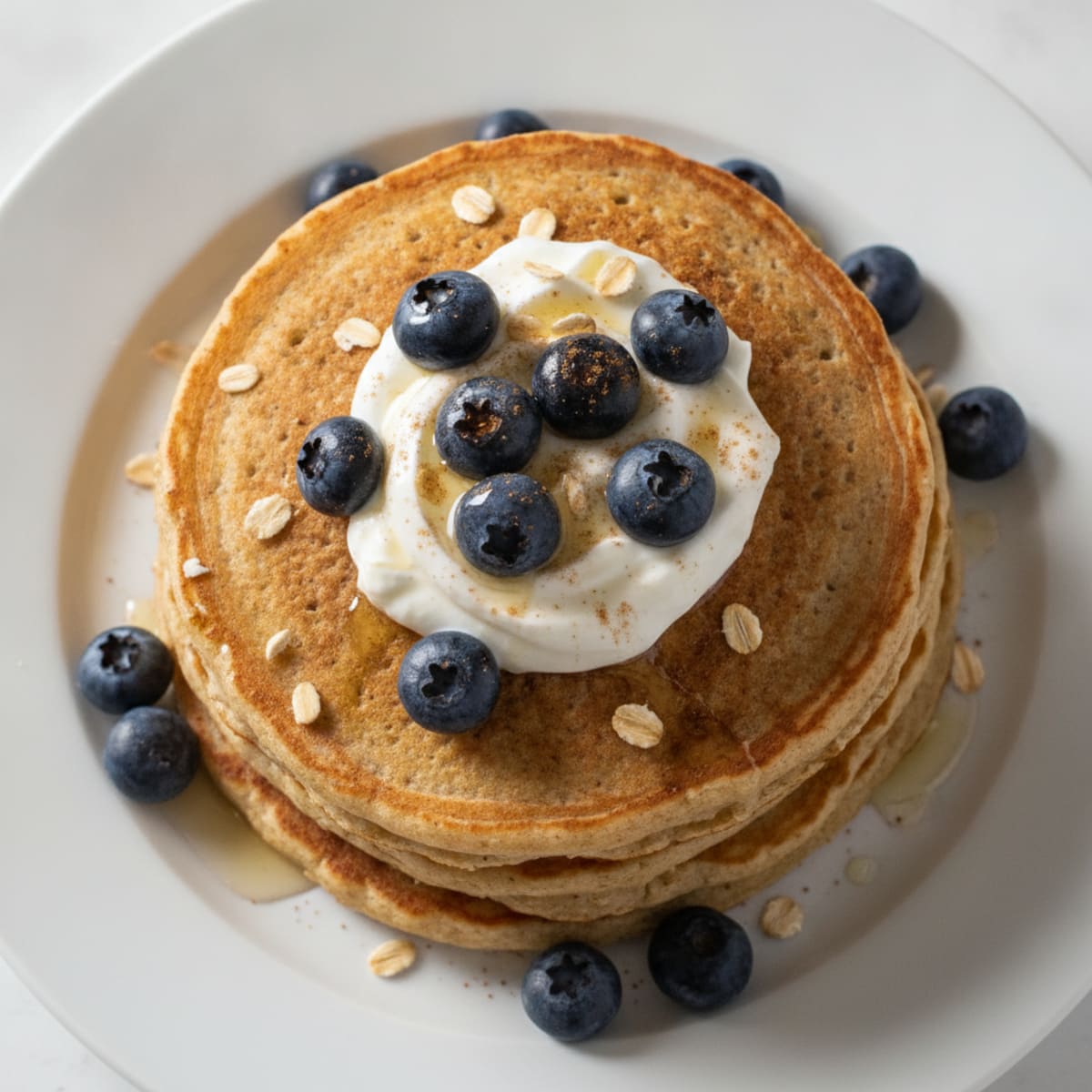 Oat Protein Pancakes with Greek Yogurt and Berries