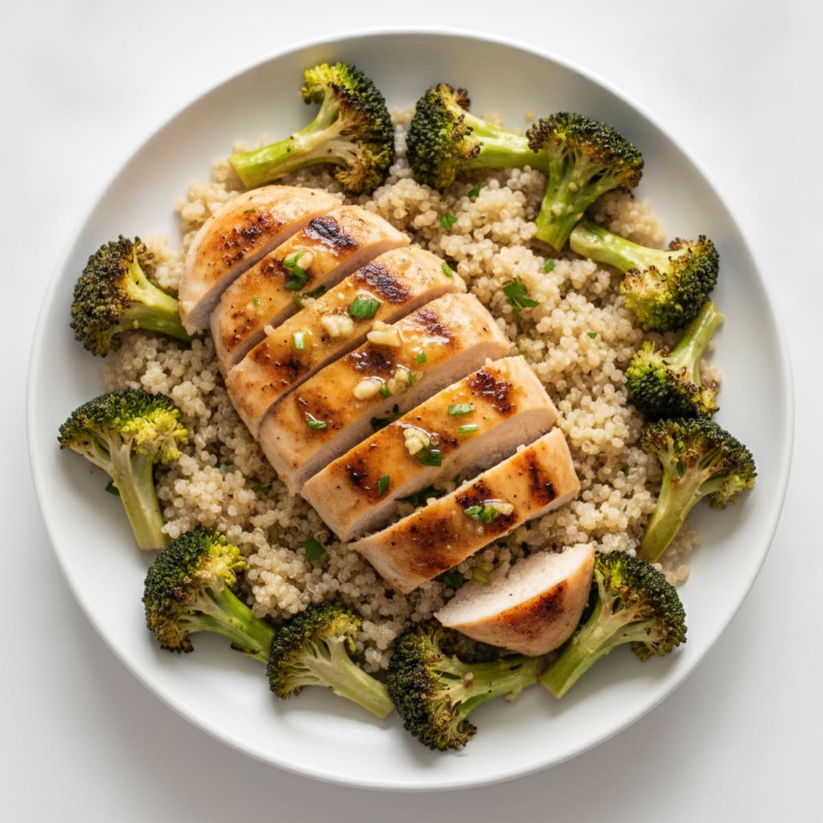 Grilled Lemon Garlic Chicken Breast with Quinoa and Roasted Broccoli