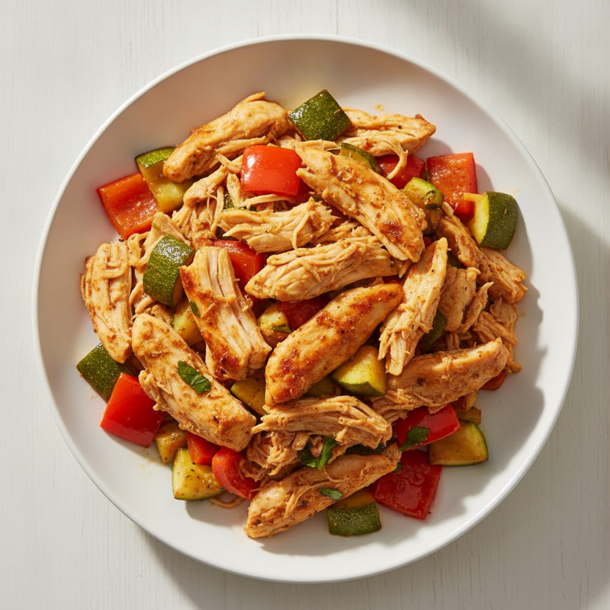 Shredded Chicken Breast with Roasted Vegetables