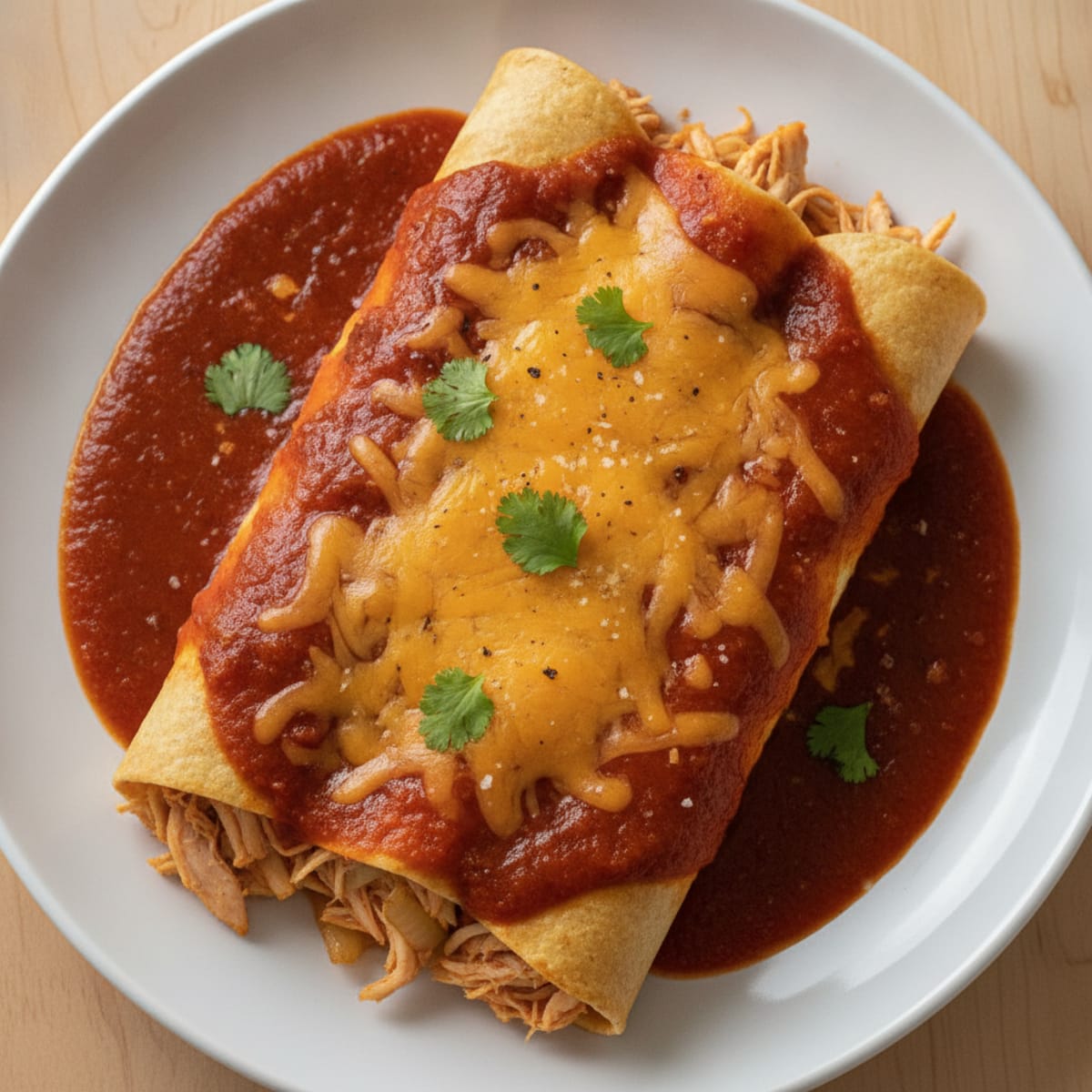 Mexican Chicken Enchiladas with Red Chili Sauce