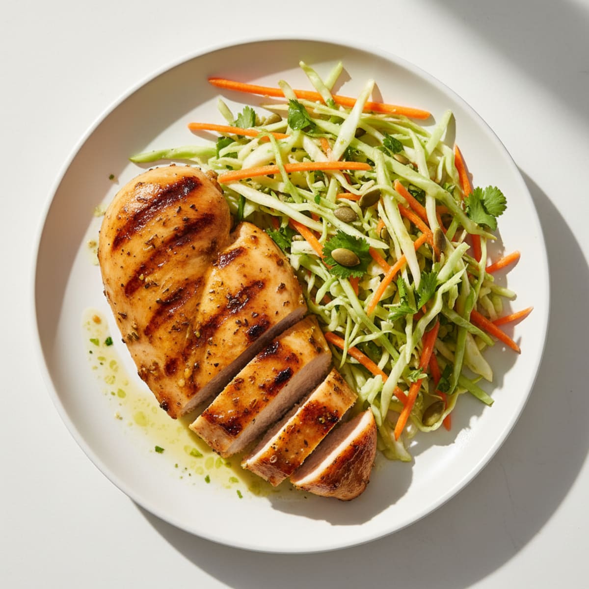 Grilled Chicken Breast with Crunchy Cabbage Slaw