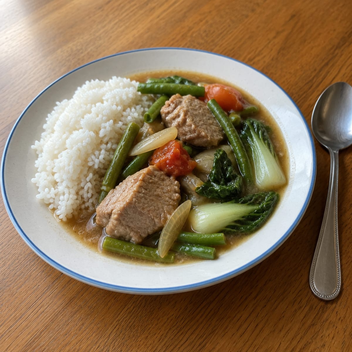 Filipino tamarind pork soup