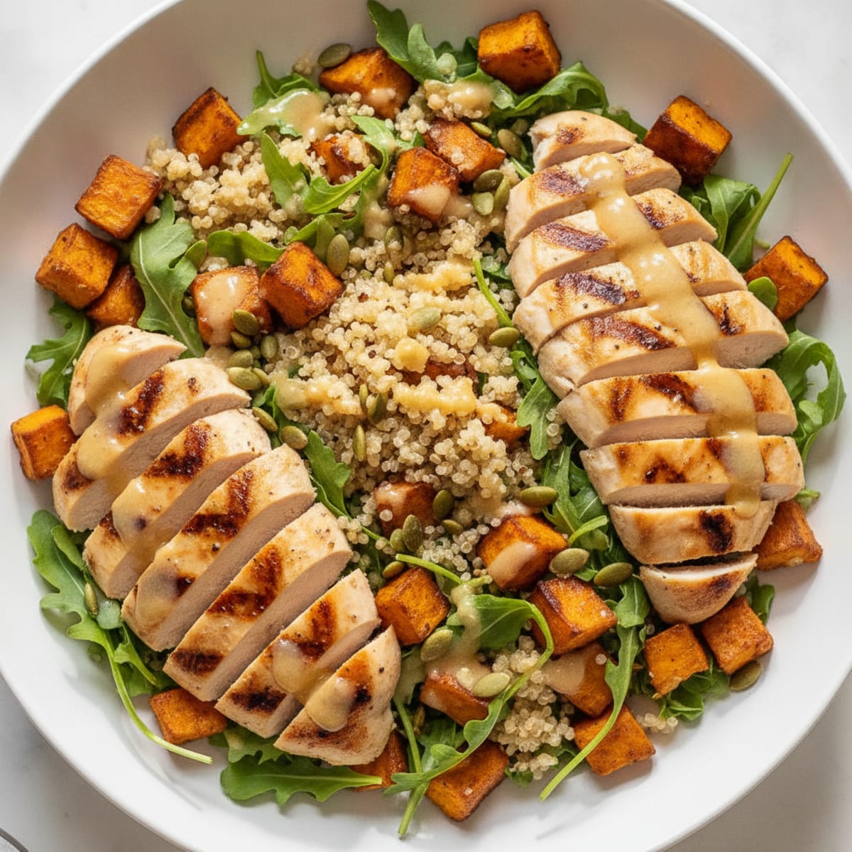 Grilled Chicken and Quinoa Salad with Roasted Sweet Potato