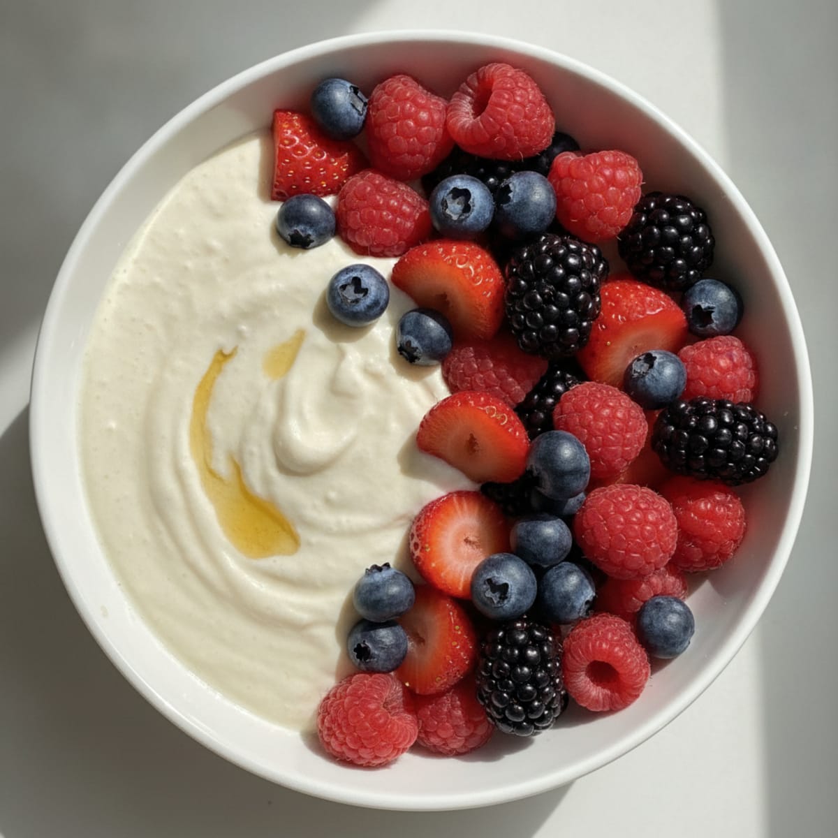 Silky Vanilla Protein Yogurt with Mixed Berries