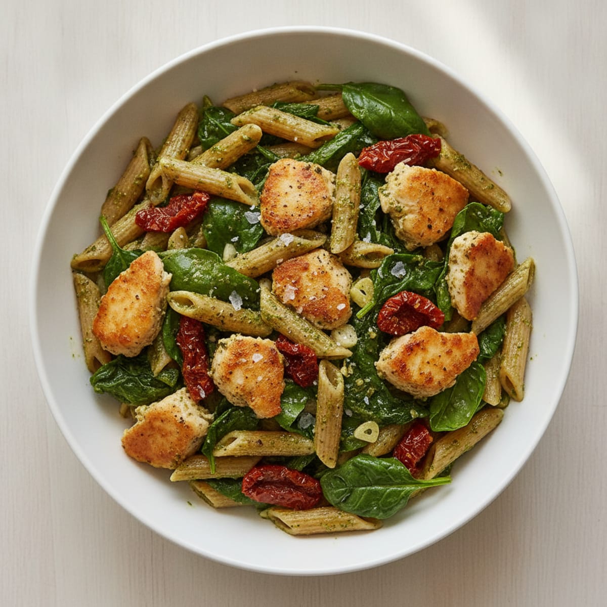 Pesto Chicken Pasta with Sun-Dried Tomatoes