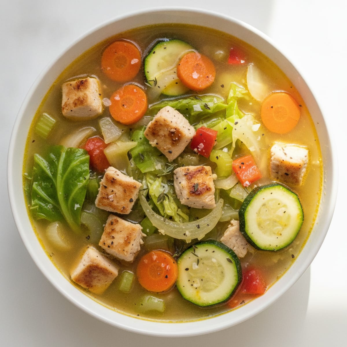 Chicken and Cabbage Bone Broth Soup