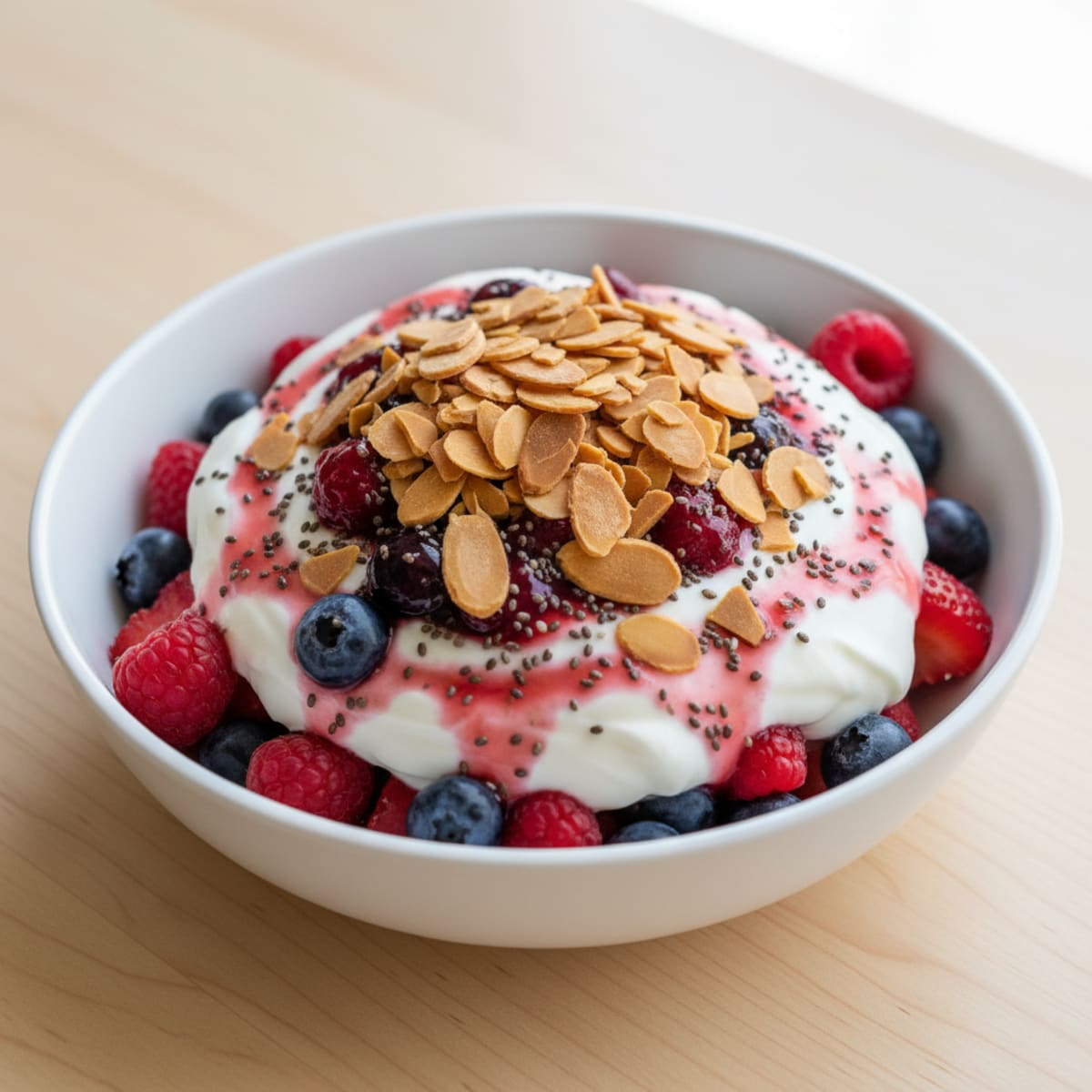 Greek Yogurt Protein Parfait with Berries and Almonds