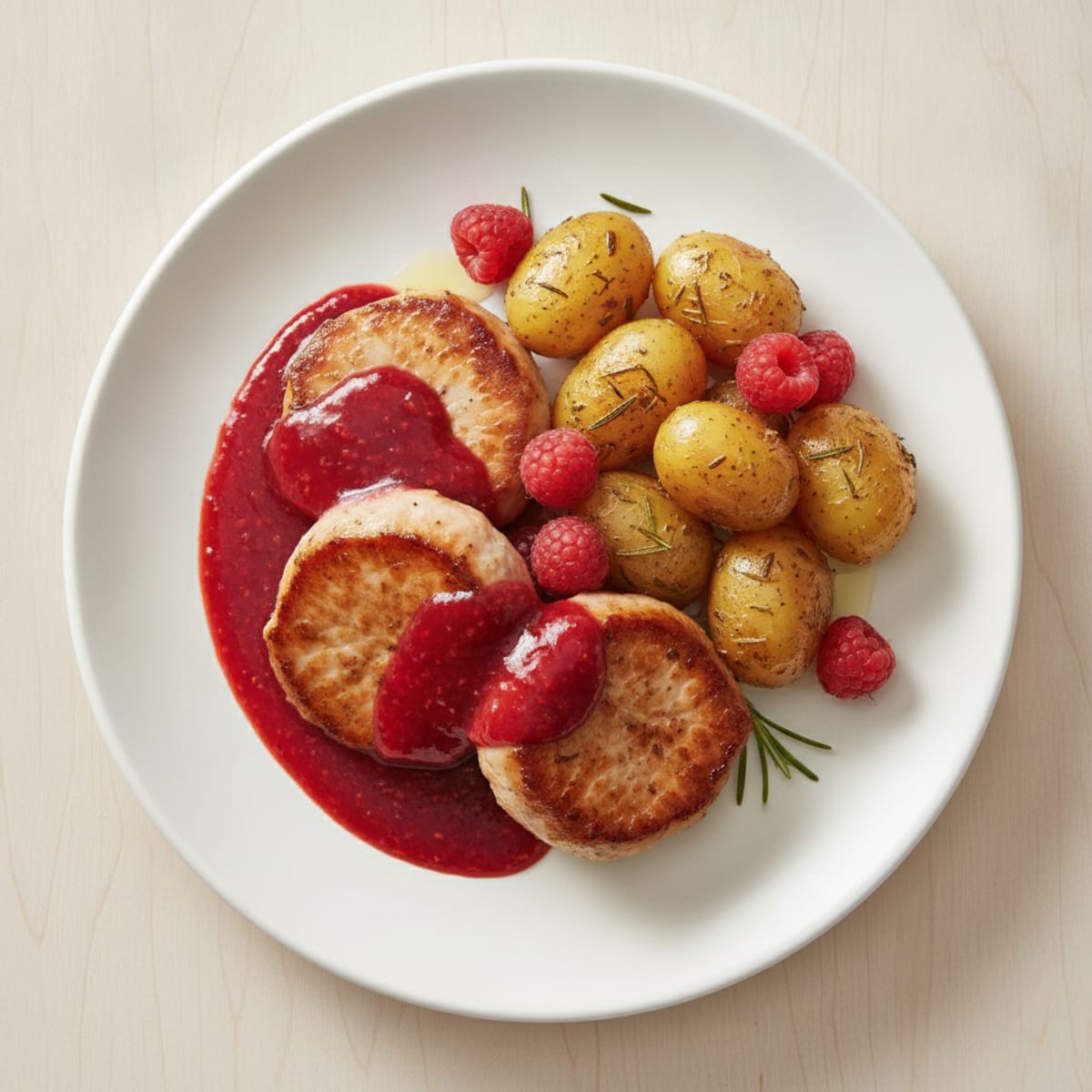 Pan-Seared Pork Medallions with Raspberry Sauce