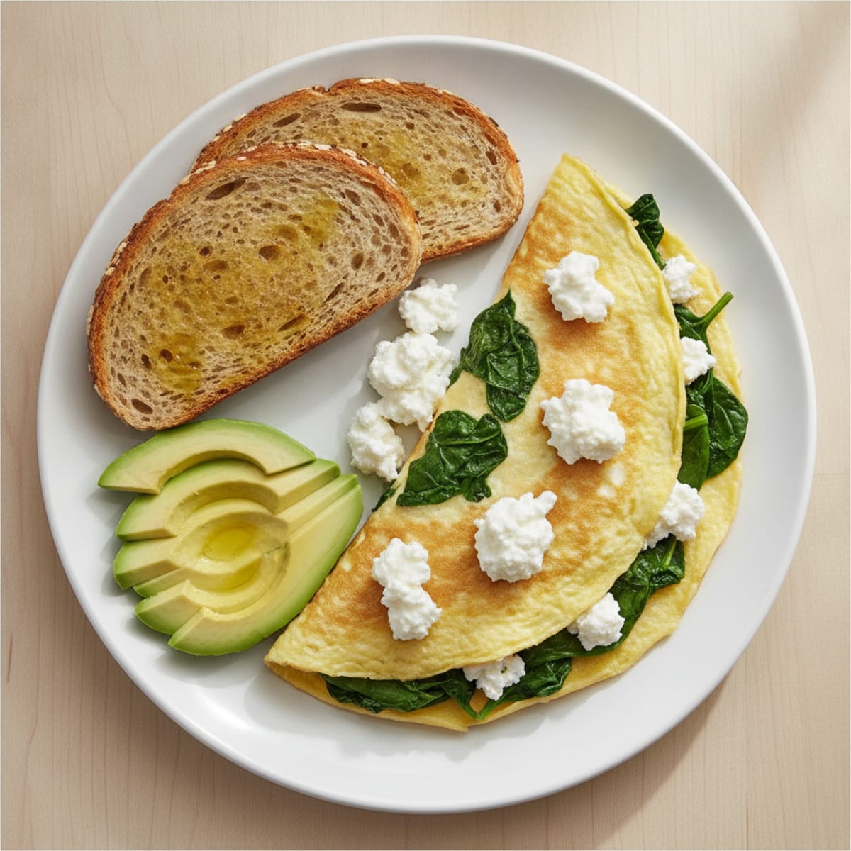 Egg White and Spinach Omelette with Cottage Cheese
