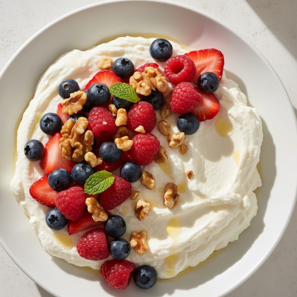 Silky Greek Yogurt Protein Mousse with Mixed Berries