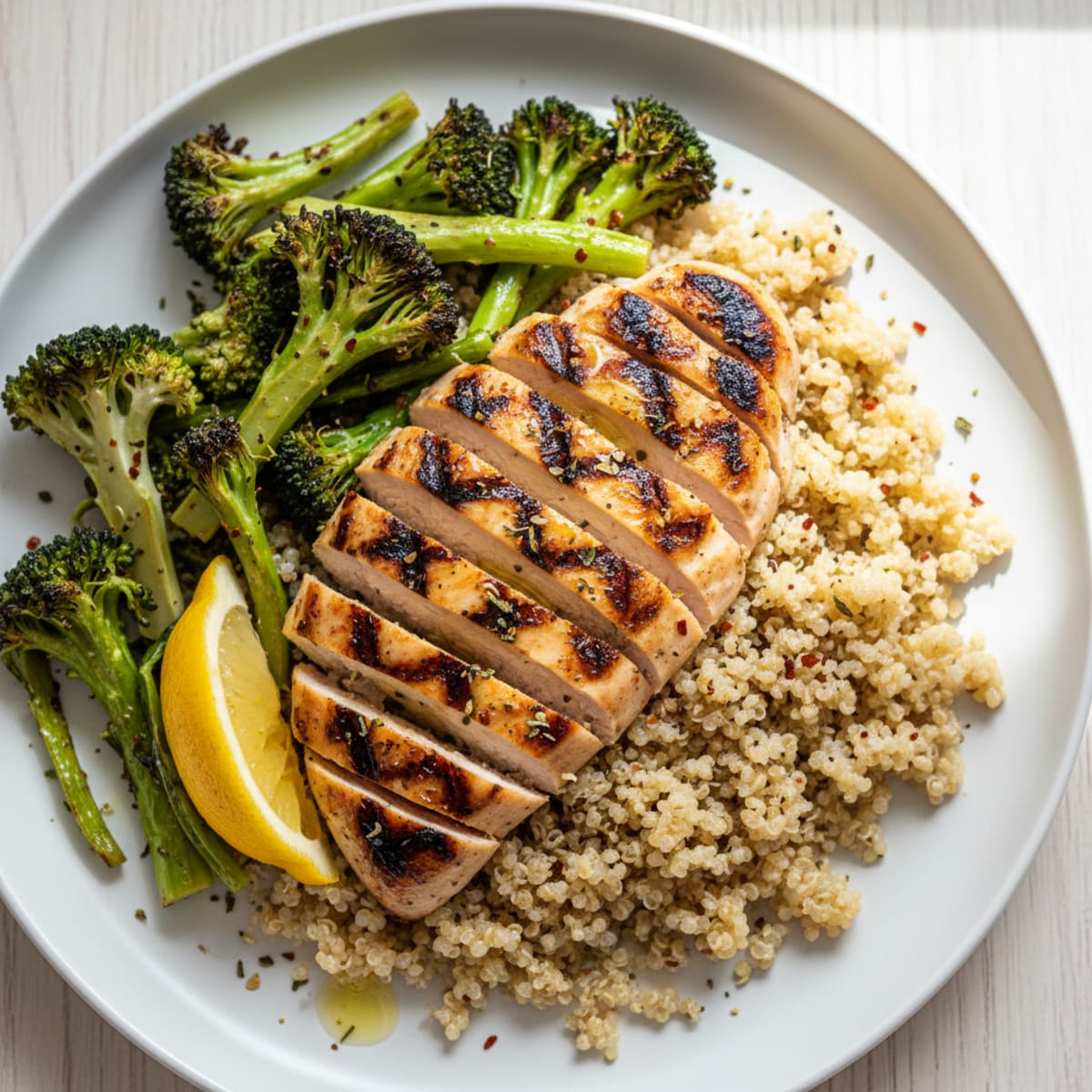 Grilled Chicken Breast with Roasted Broccoli and Quinoa