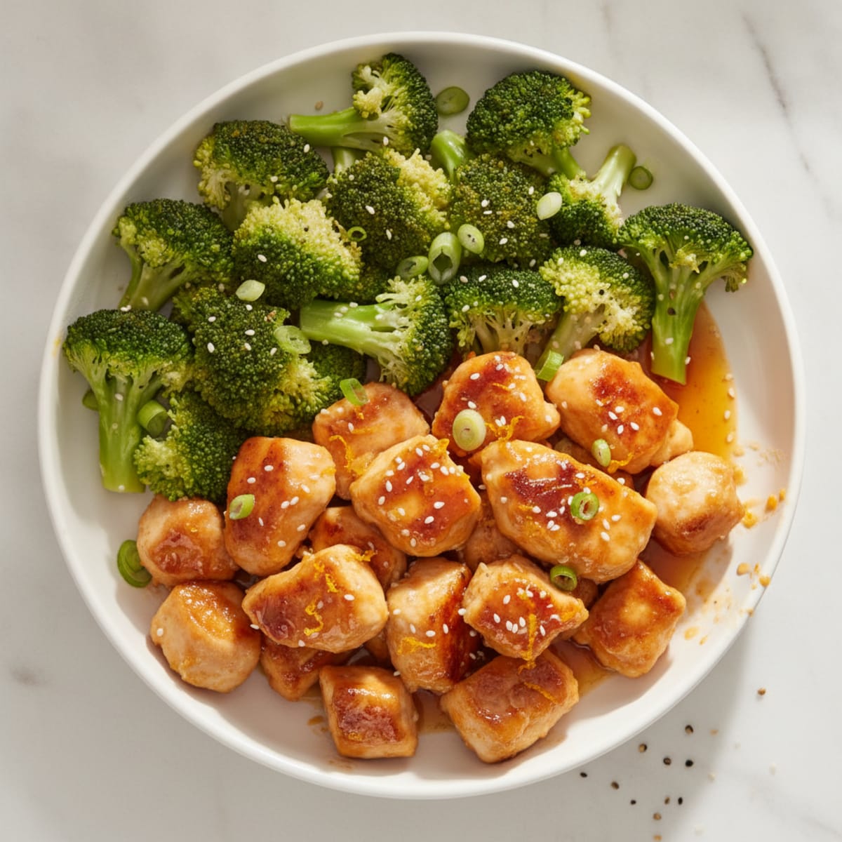 Orange Glazed Chicken with Steamed Broccoli
