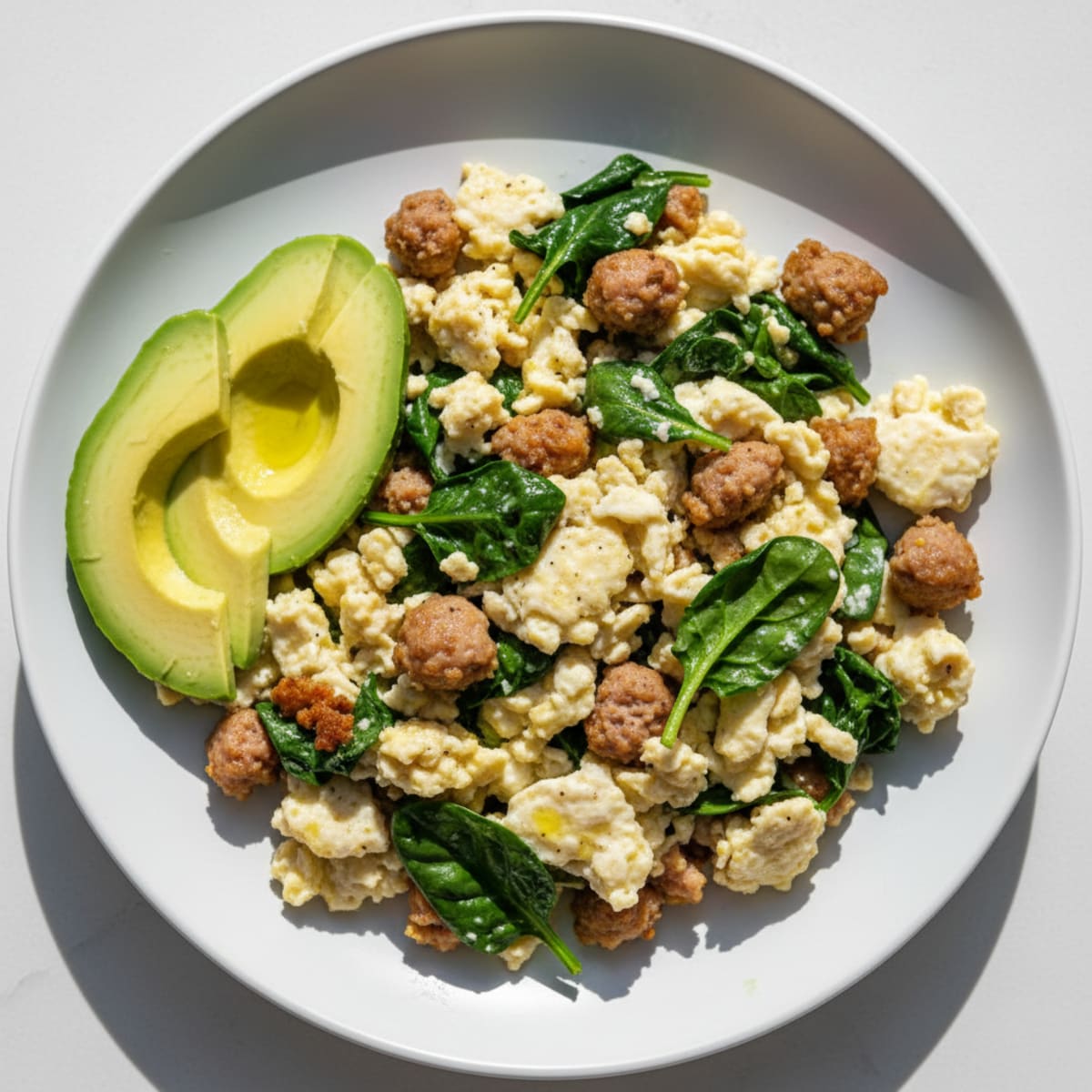 Egg White and Turkey Sausage Scramble with Spinach