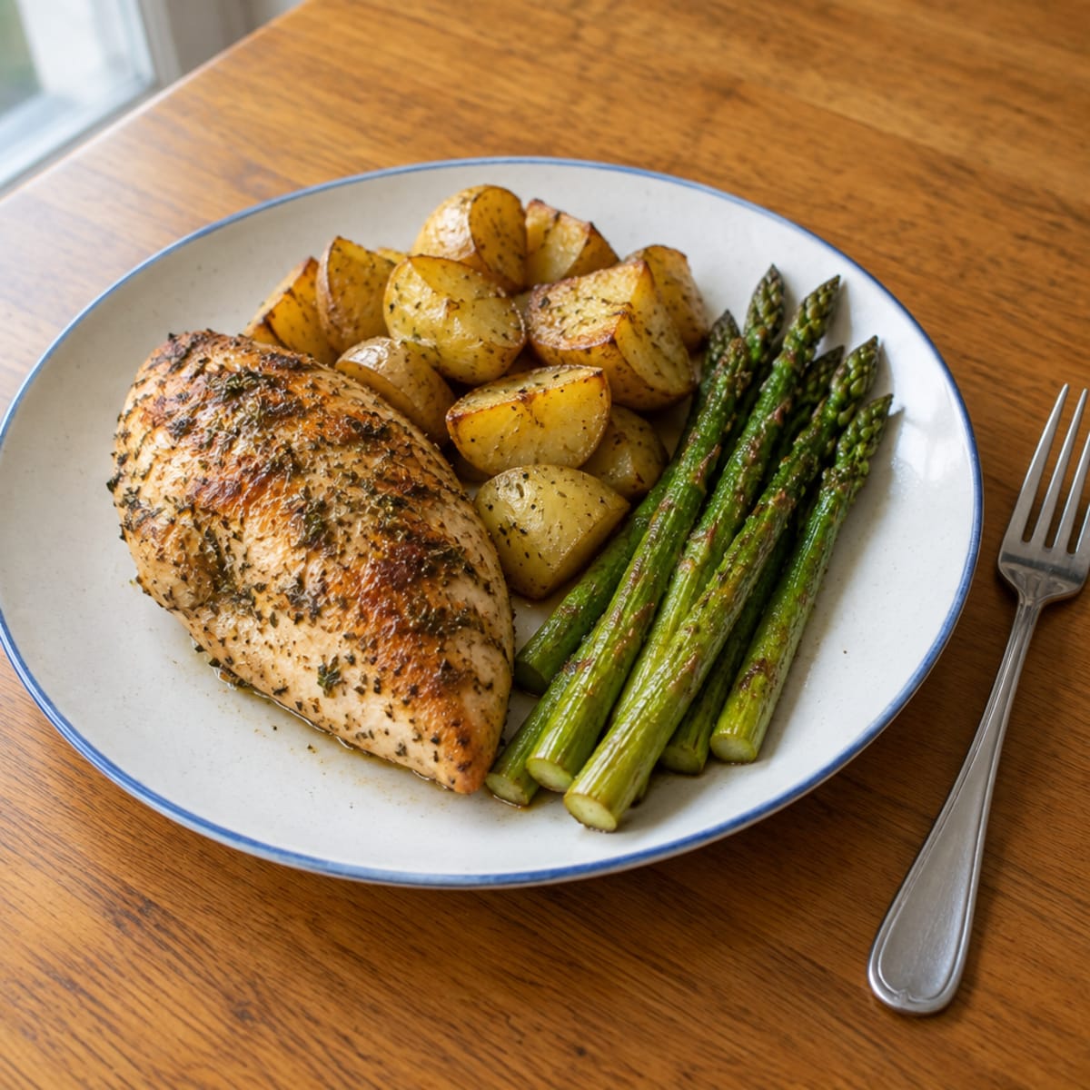 Lemon herb chicken and asparagus