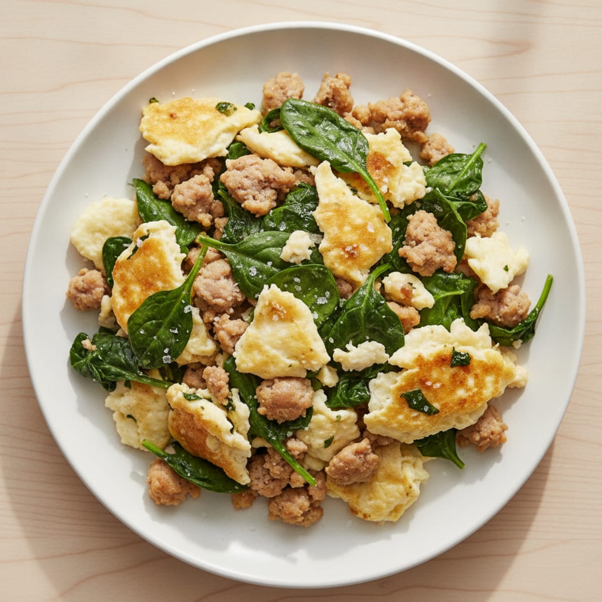 Egg White and Turkey Sausage Scramble with Spinach