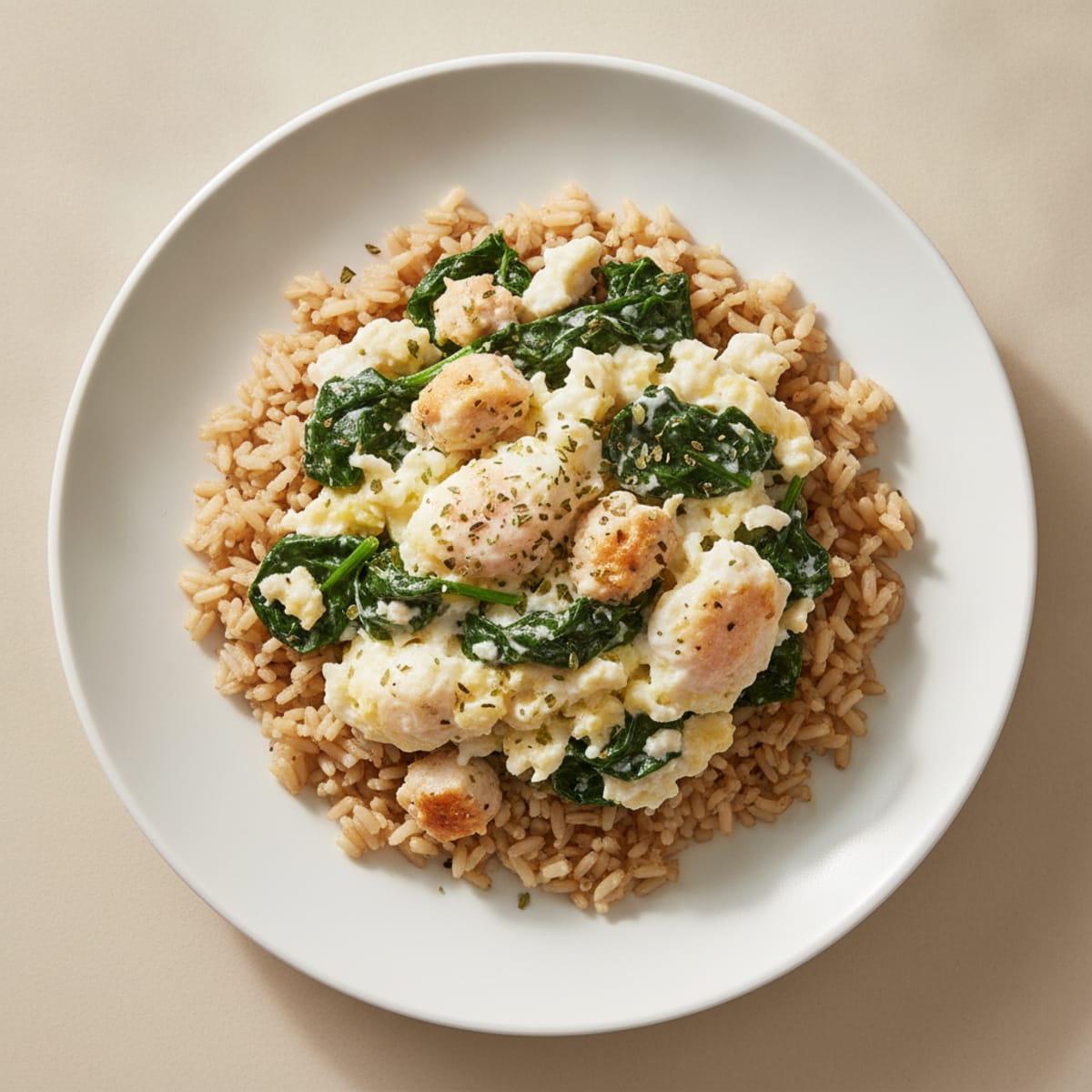 Scrambled Egg Whites with Ground Chicken and Spinach