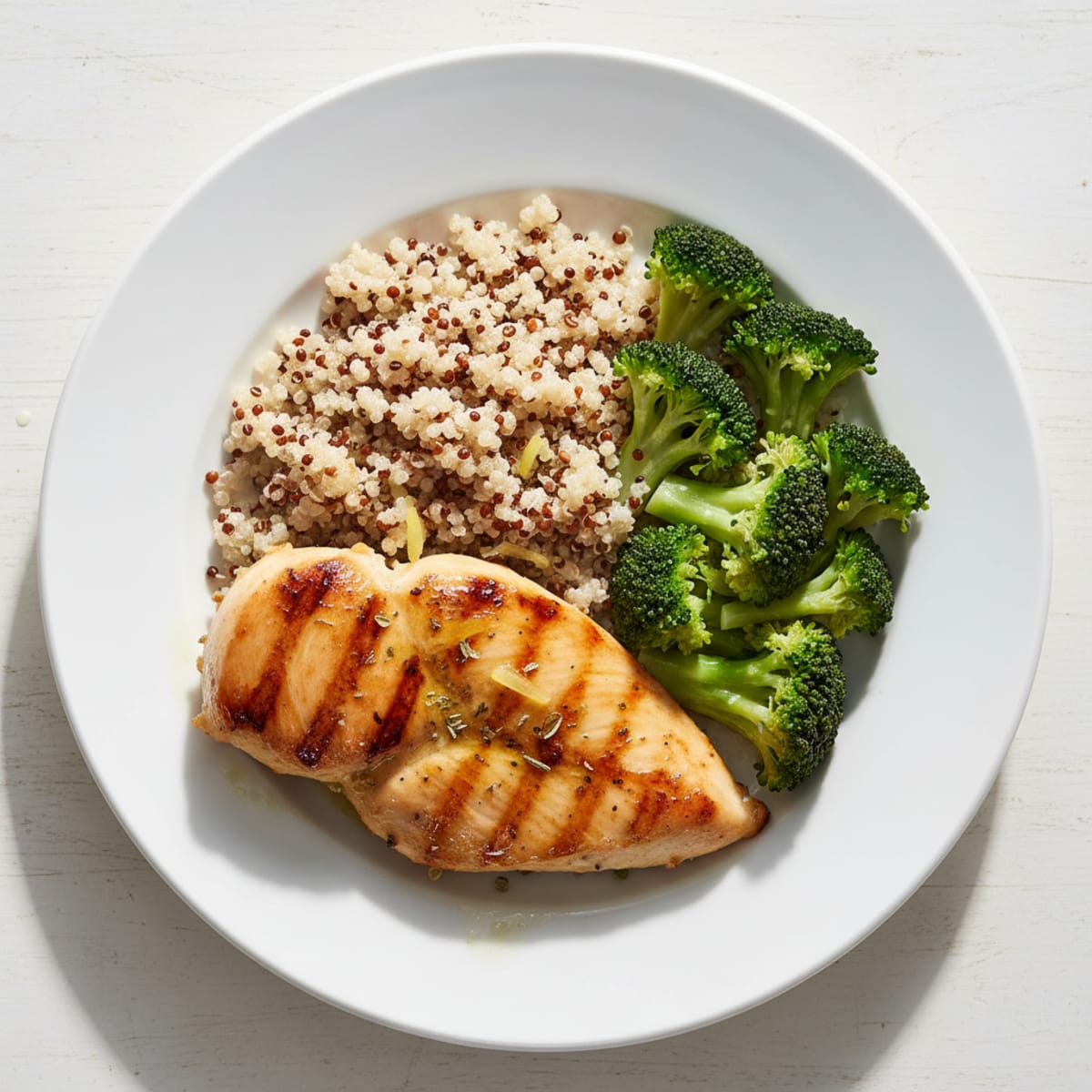 Grilled Chicken Breast with Quinoa and Steamed Broccoli
