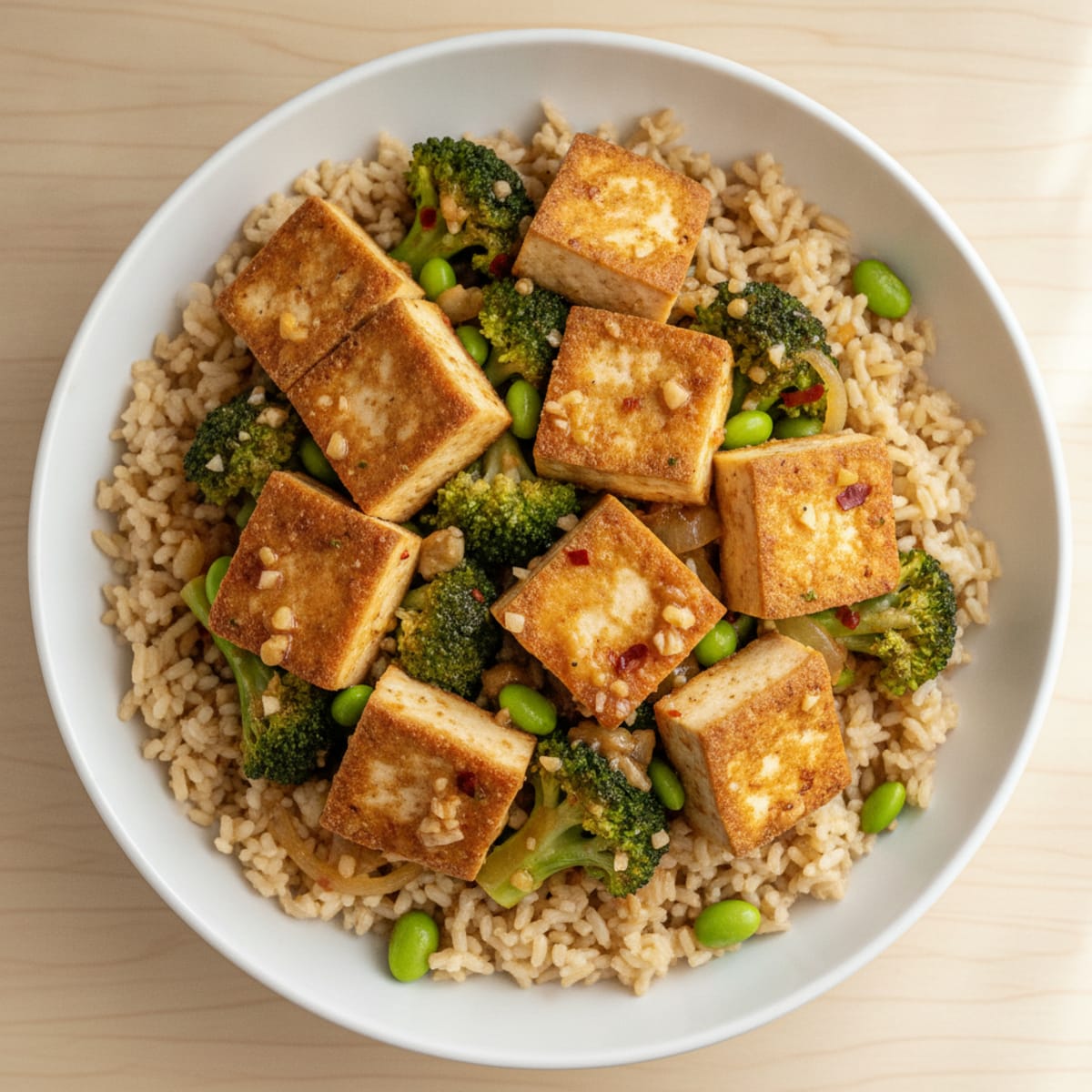 Garlic Tofu and Broccoli Rice Bowl