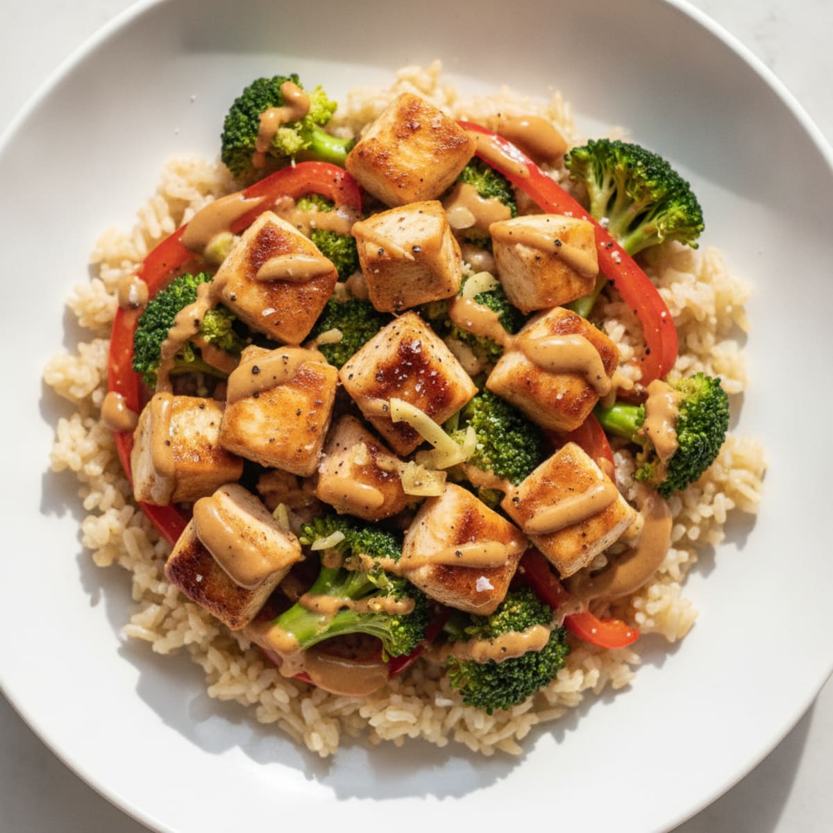 Peanut Chicken and Rice Bowl