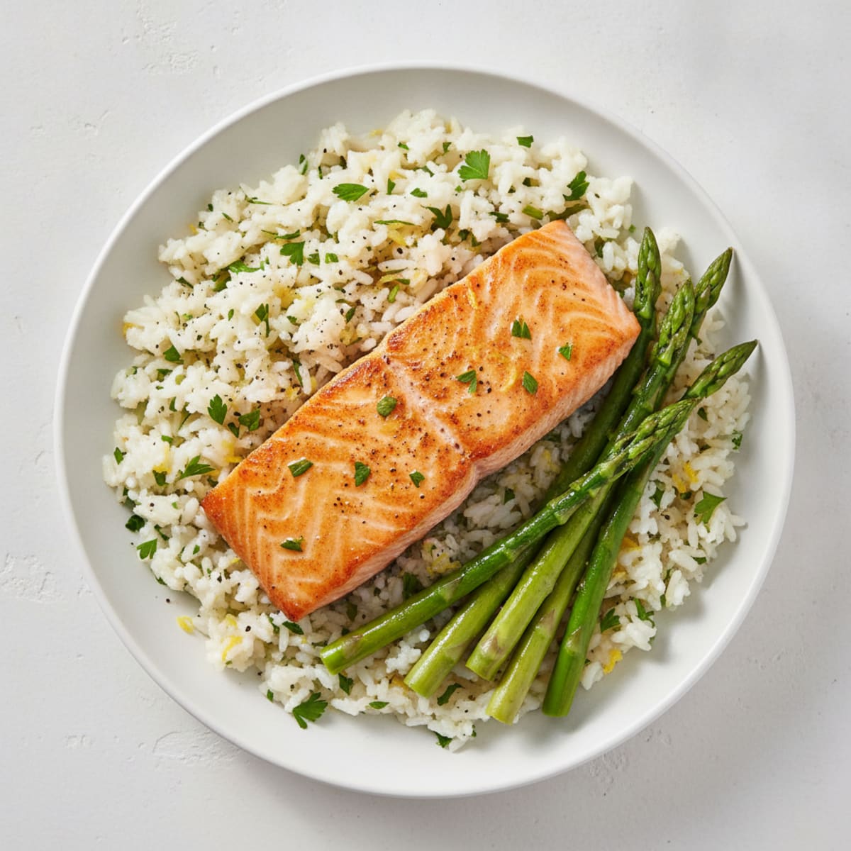 Pan-Seared Salmon with Lemon-Herb Rice