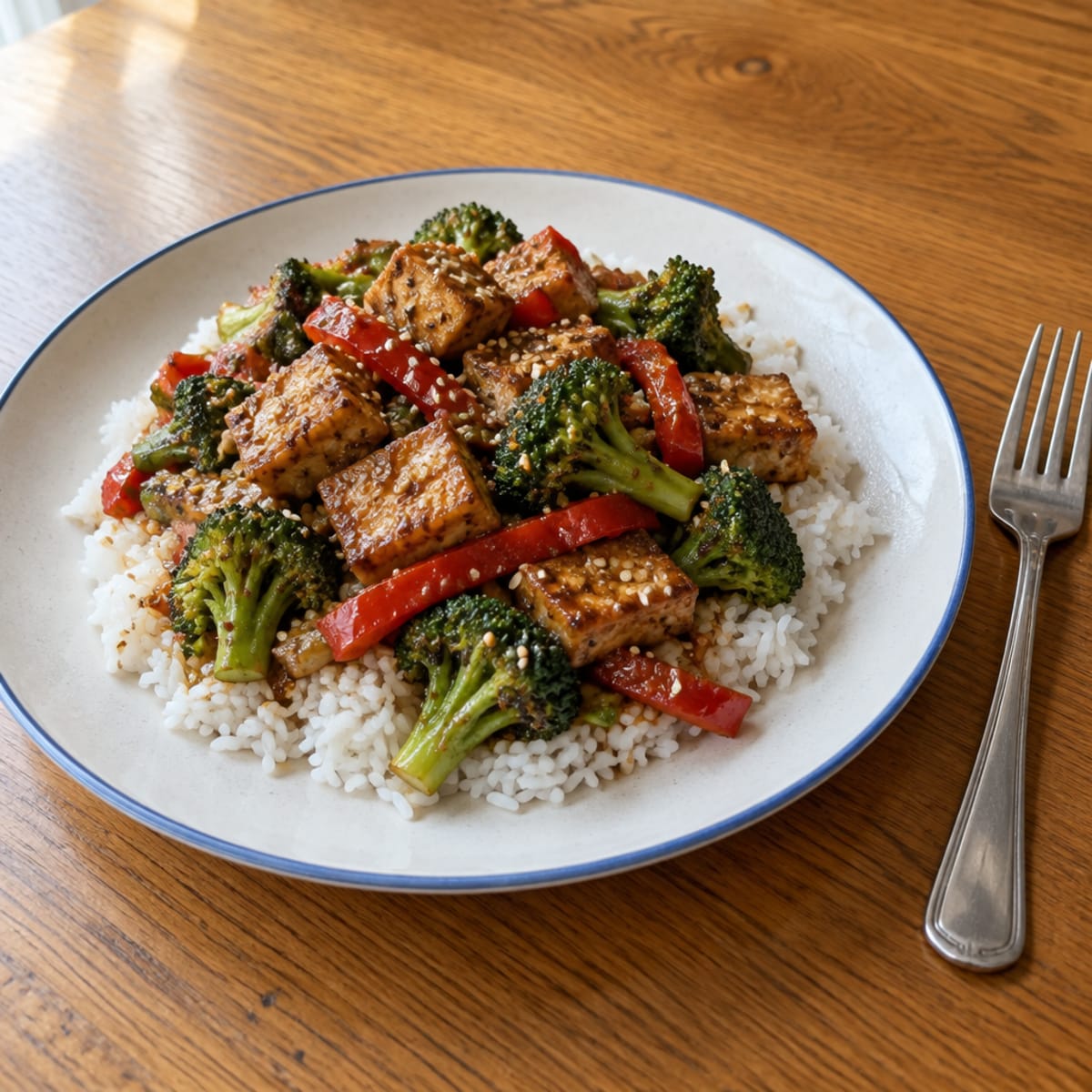Sesame tofu stir-fry