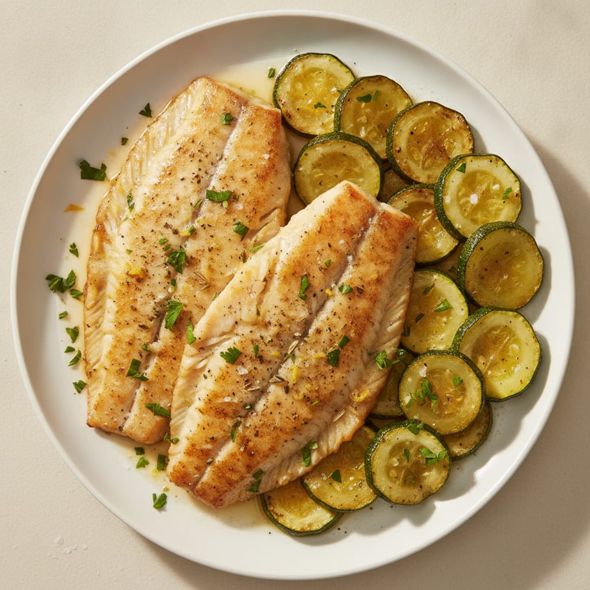 Lemon Herb Tilapia with Roasted Zucchini