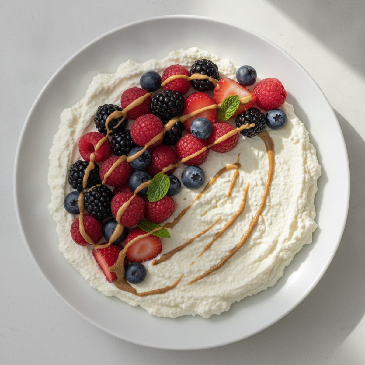 Silky Greek Yogurt Protein Mousse with Mixed Berries