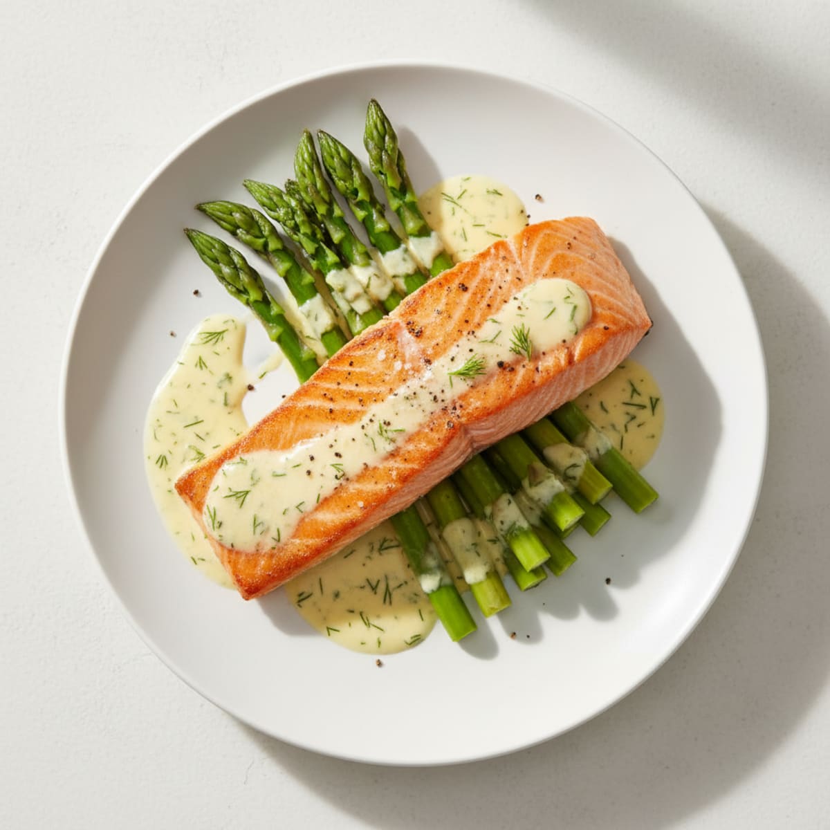 Pan-Seared Alaskan Salmon with Lemon-Dill Sauce
