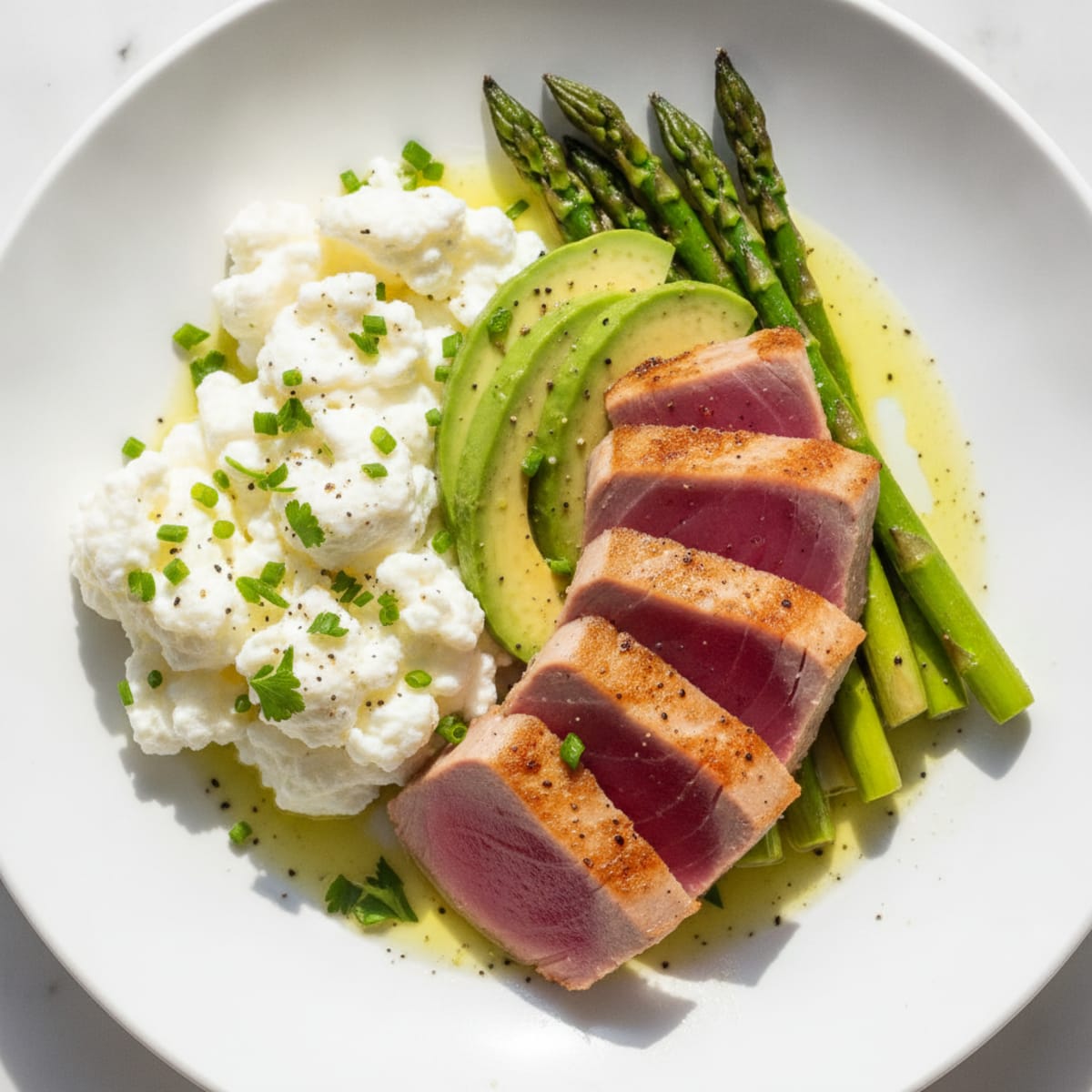 Pan-Seared Ahi Tuna with Herbed Egg Whites