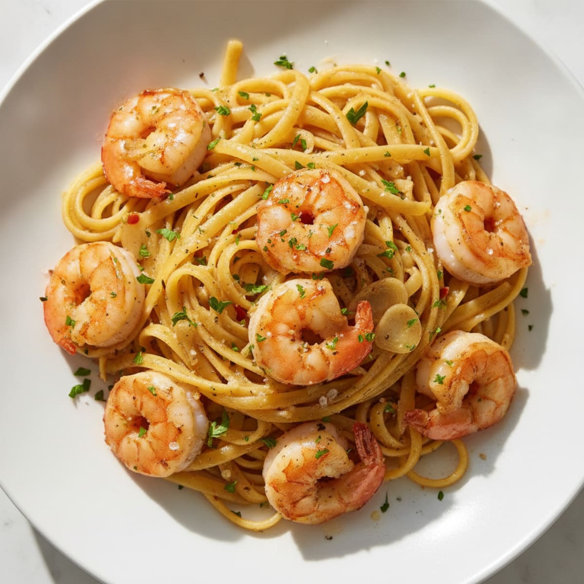 Garlic Butter Shrimp Scampi with Linguine