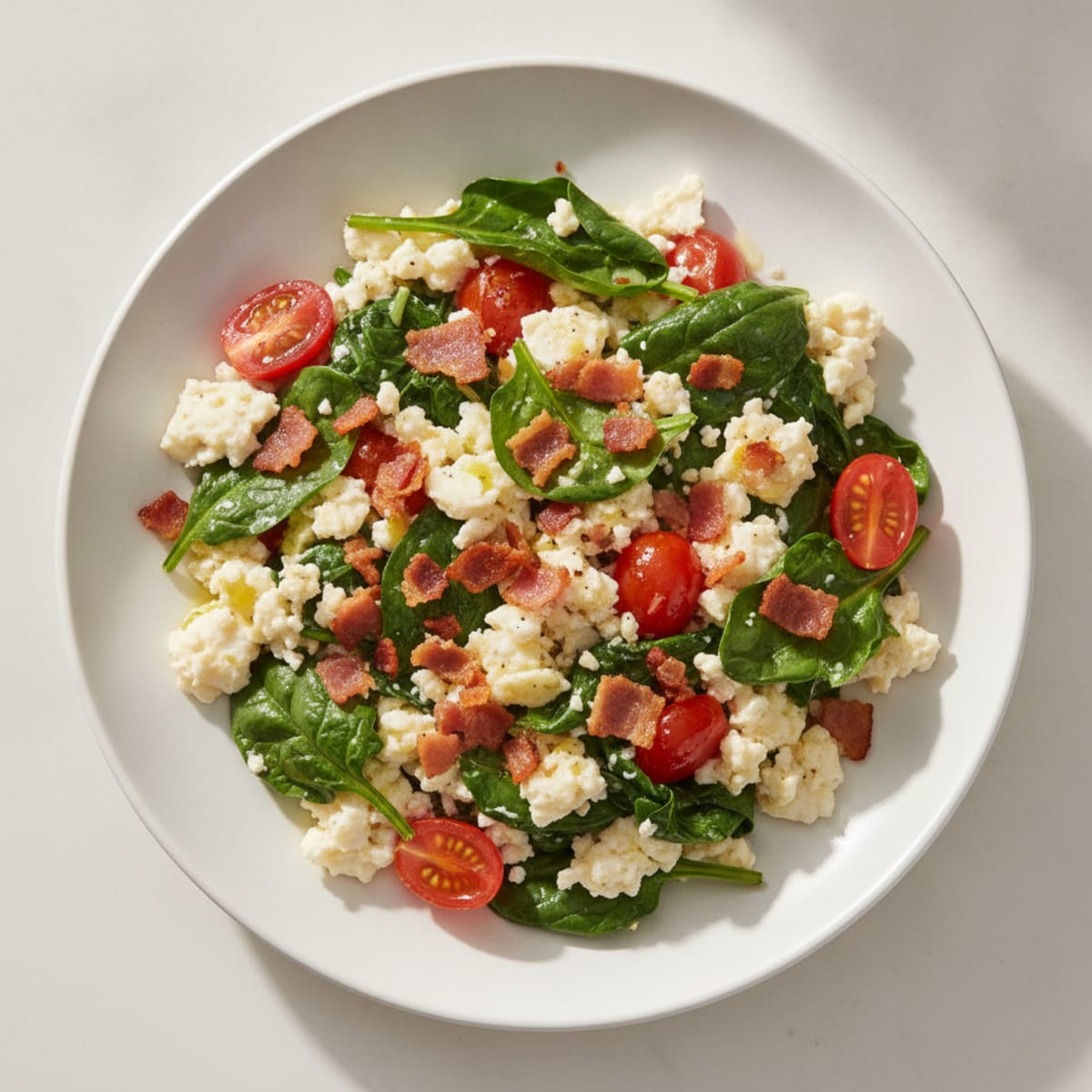 Egg White Scramble with Sautéed Spinach and Turkey Bacon