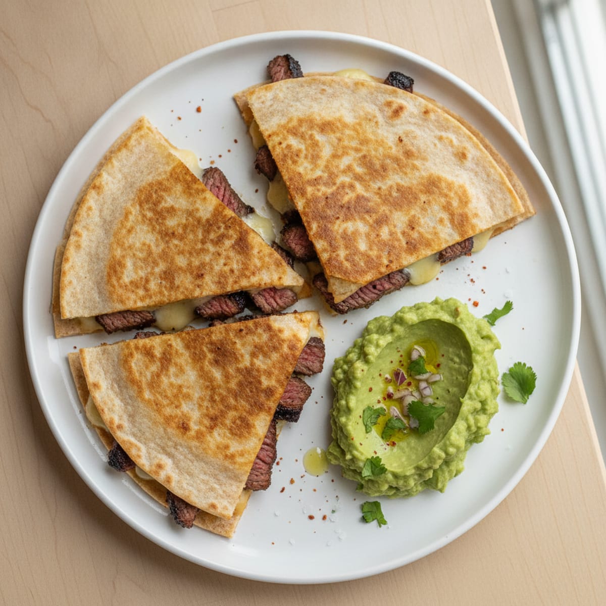 Carne Asada Quesadillas with Guacamole