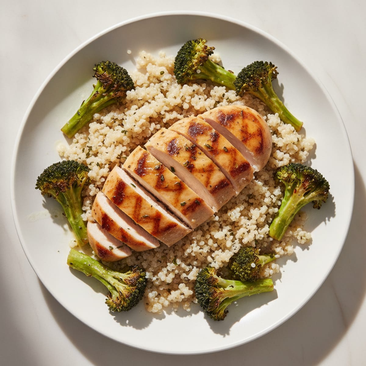 Grilled Chicken Breast with Roasted Broccoli and Quinoa