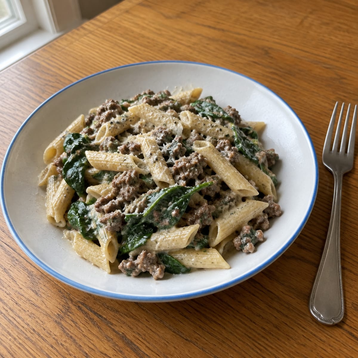 Creamy beef and pasta skillet