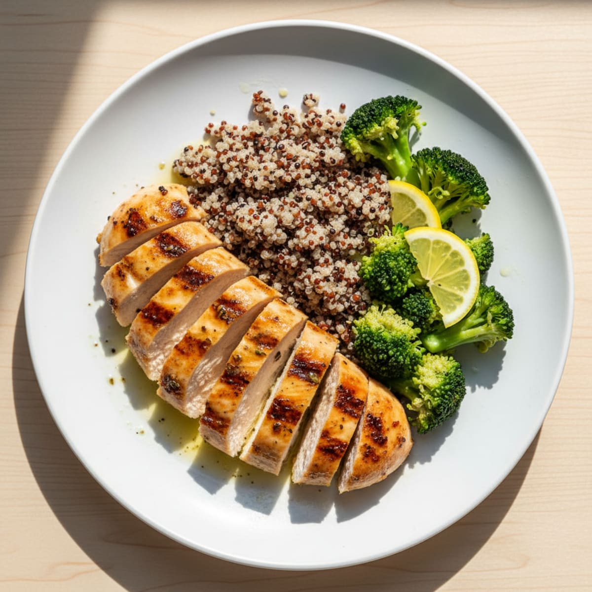 Grilled Chicken Breast with Quinoa and Steamed Broccoli
