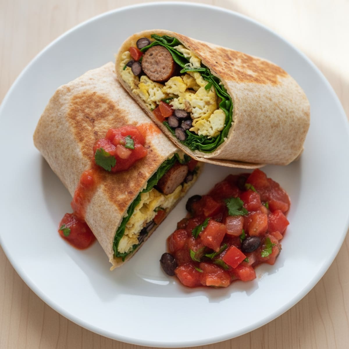 Chicken Sausage Breakfast Burrito with Salsa
