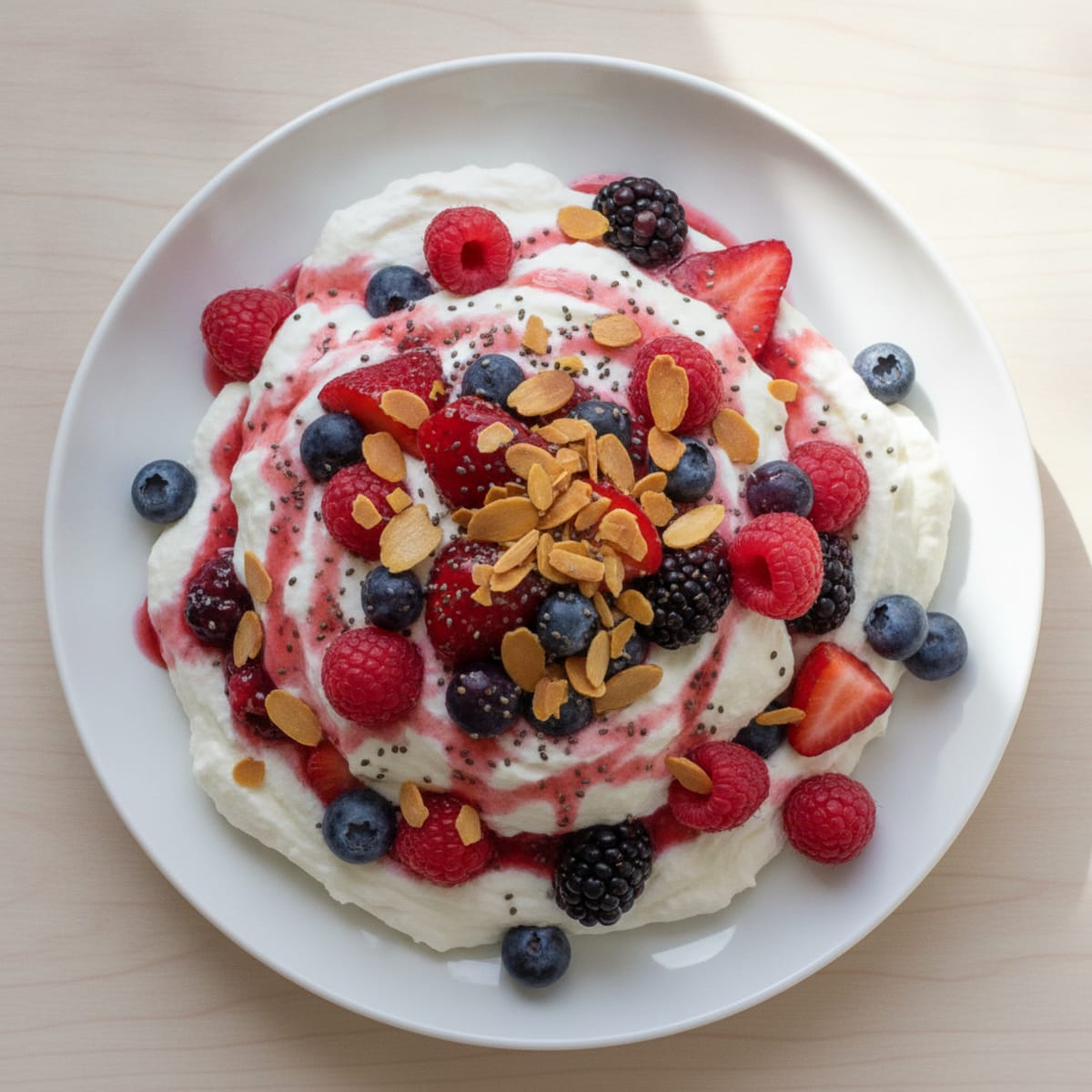 Greek Yogurt Protein Mousse with Mixed Berries
