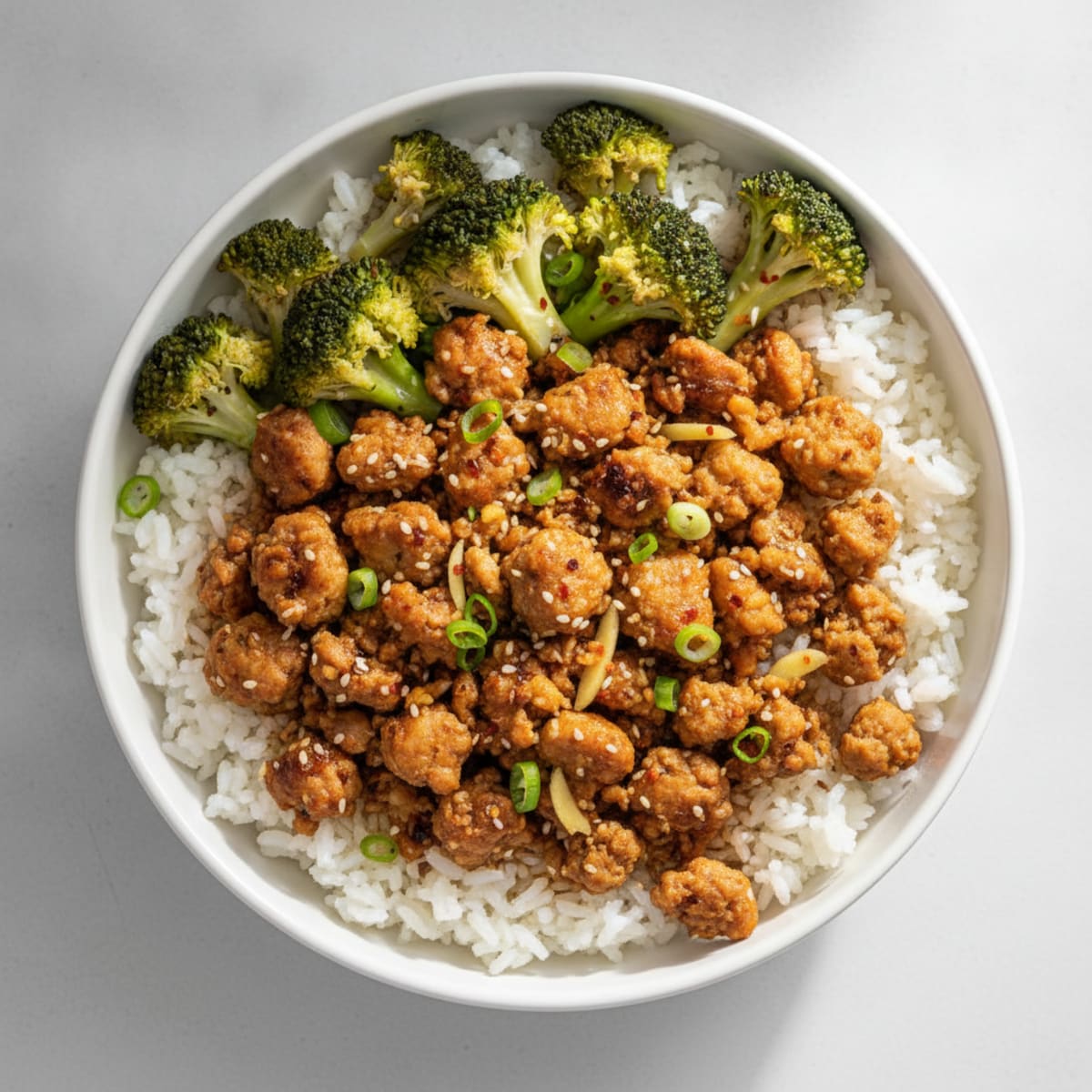 Garlic Soy Ground Turkey Rice Bowl