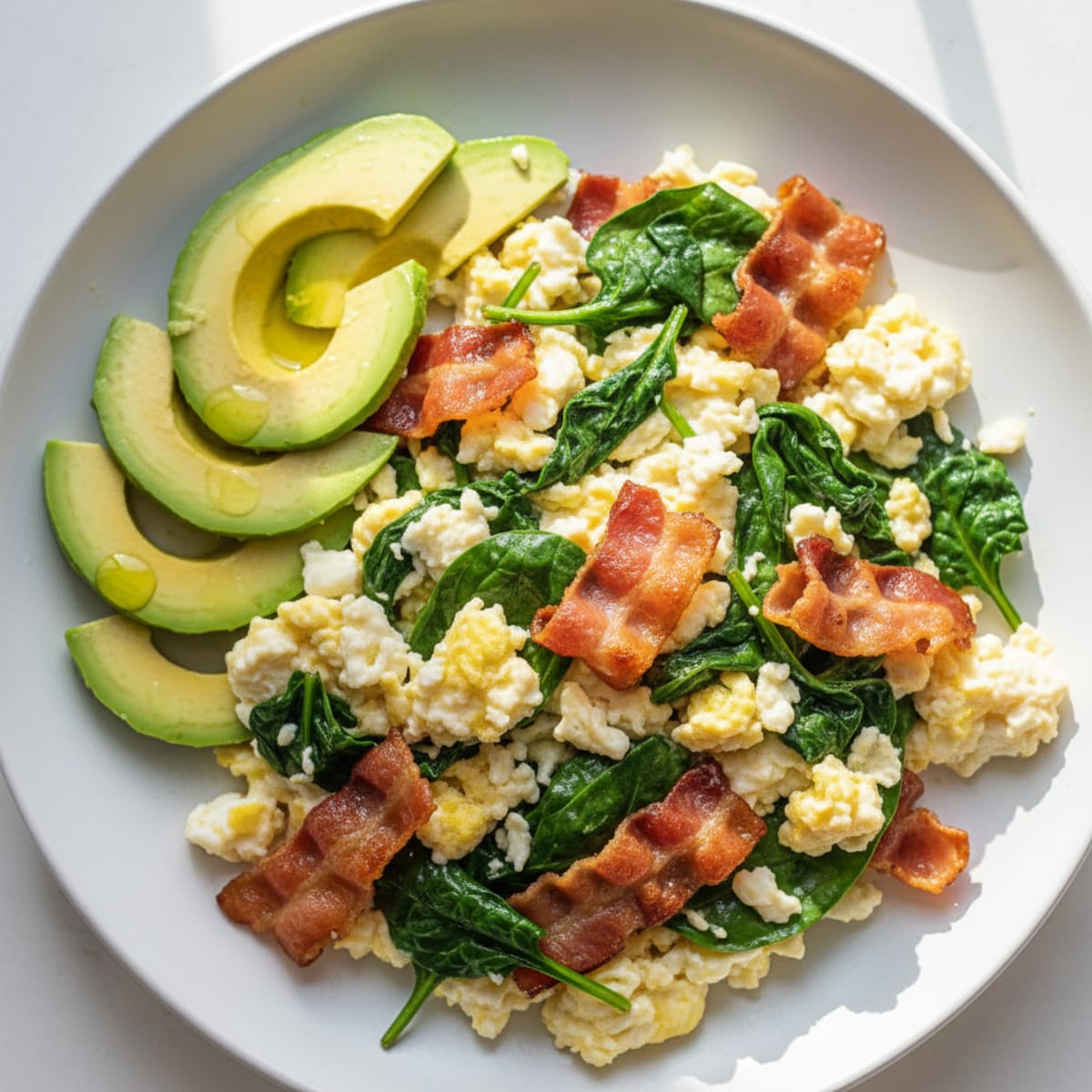 Egg White Scramble with Spinach and Turkey Bacon