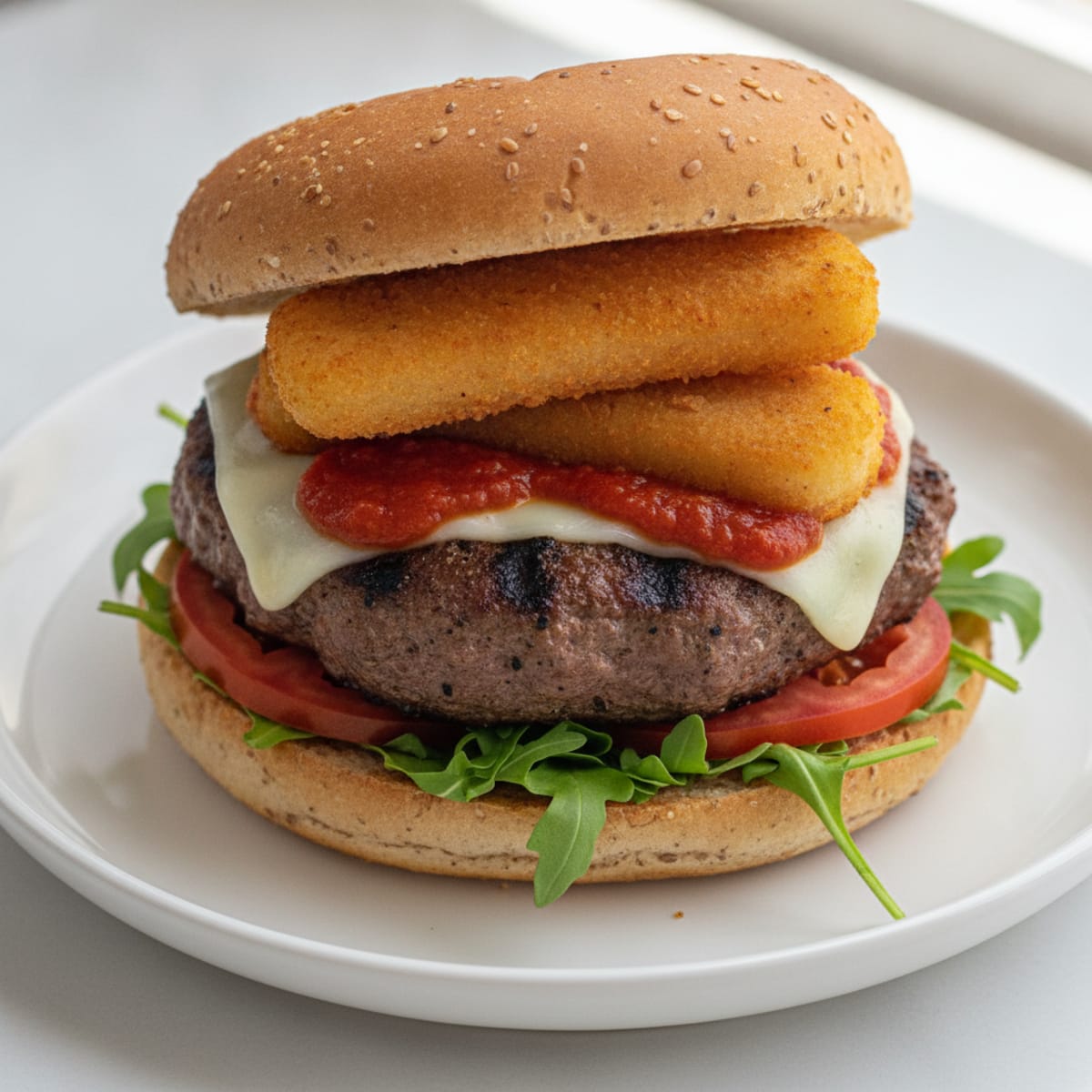Mozzarella Stick Beef Burger