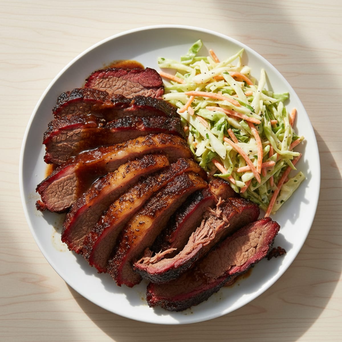 Smoky Texas-Style Beef Brisket with Tangy Slaw