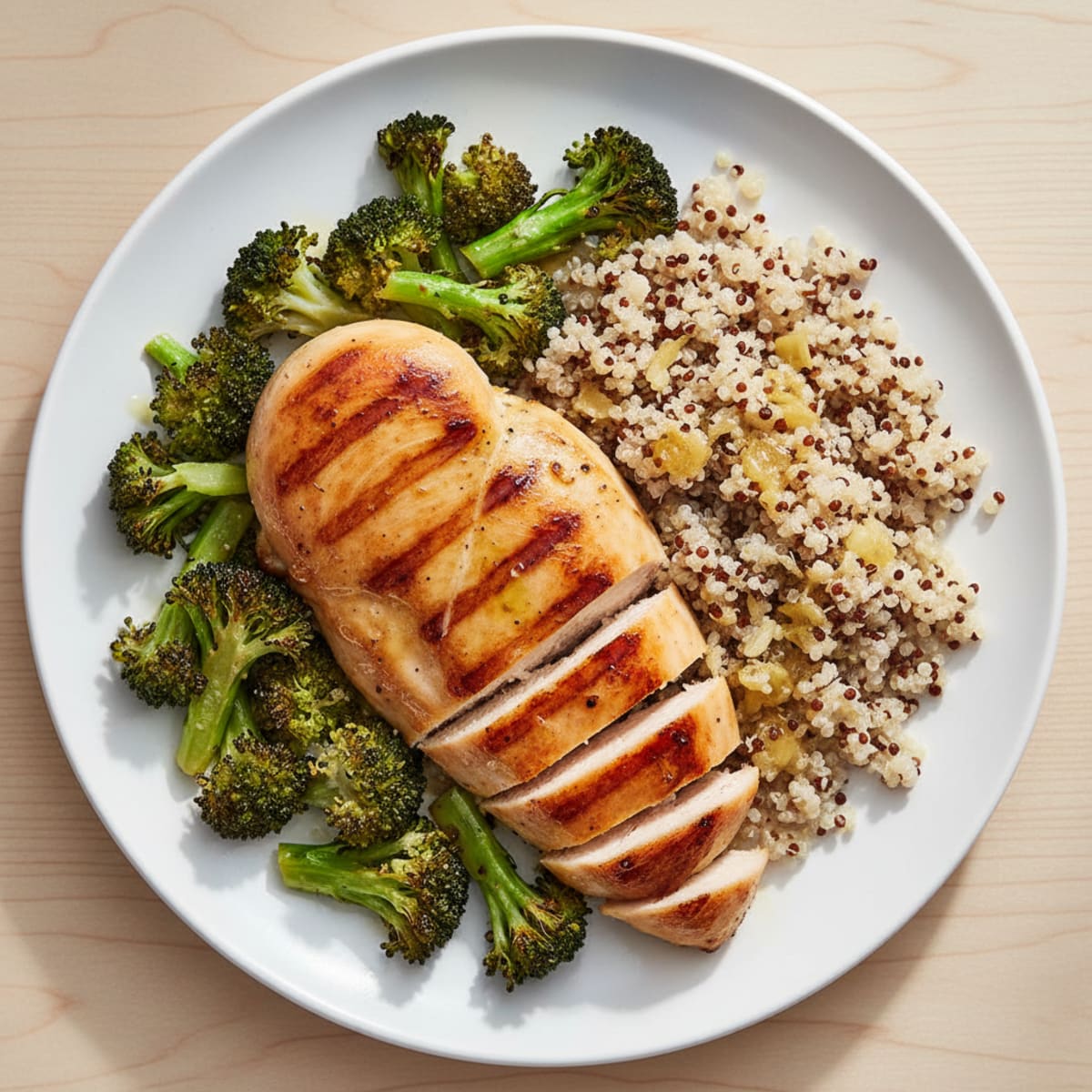 Grilled Chicken Breast with Roasted Broccoli and Quinoa