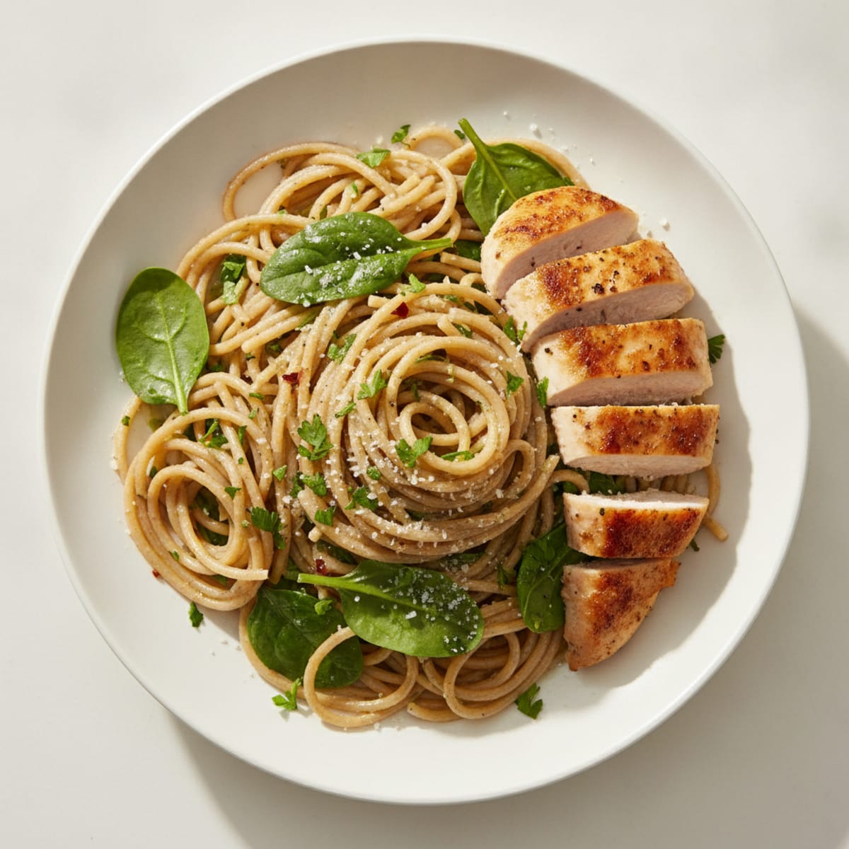 Simple Garlic Herb Pasta with Pan-Seared Chicken