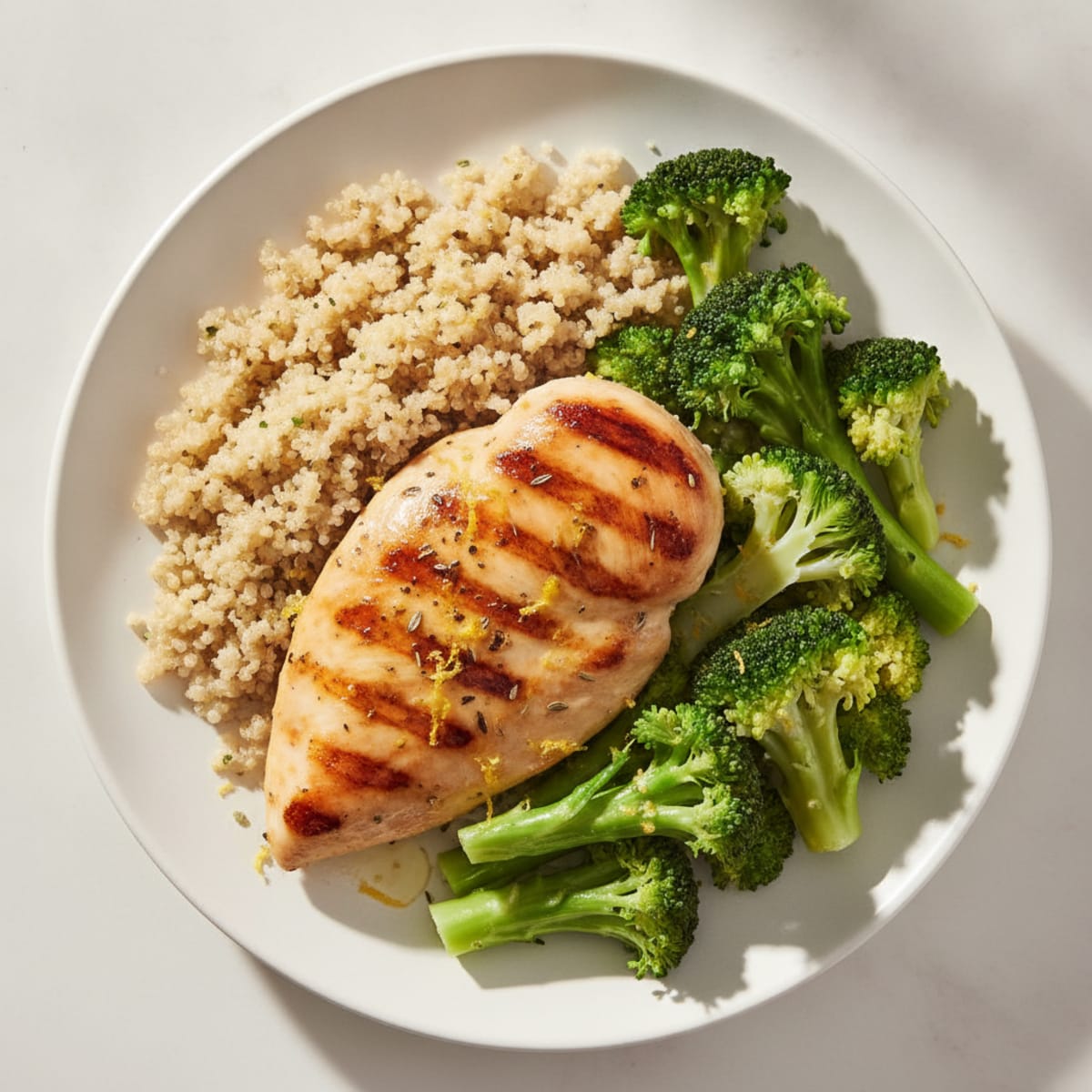 Grilled Chicken Breast with Quinoa and Steamed Broccoli