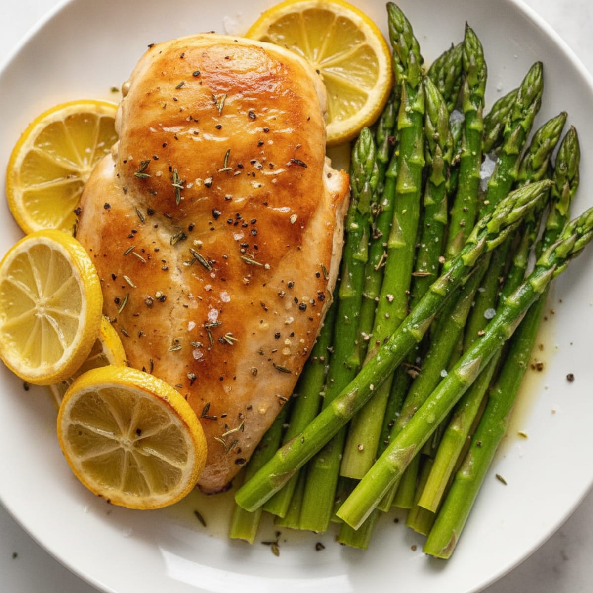 Lemon Herb Roasted Chicken with Asparagus