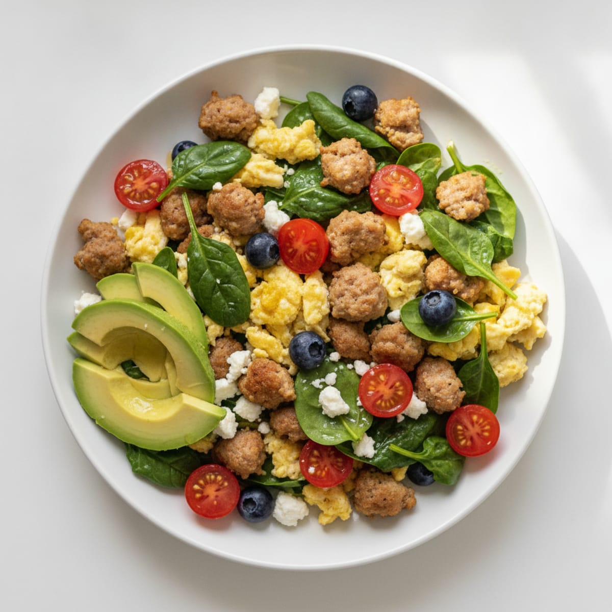 Egg White and Turkey Sausage Scramble with Spinach