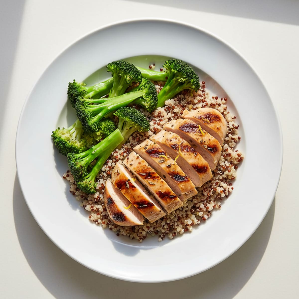 Grilled Chicken Breast with Quinoa and Steamed Broccoli