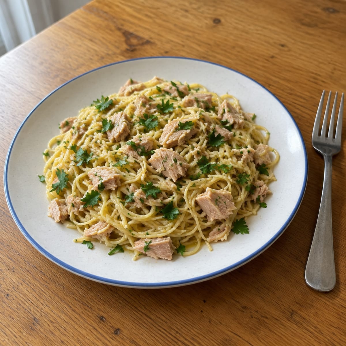 Tuna lemon-herb pasta
